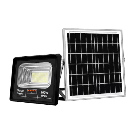 JORTAN 300W Solar Floodlight with 252 SMD LEDs, Remote Control & Motion Sensor – IP66 Waterproof