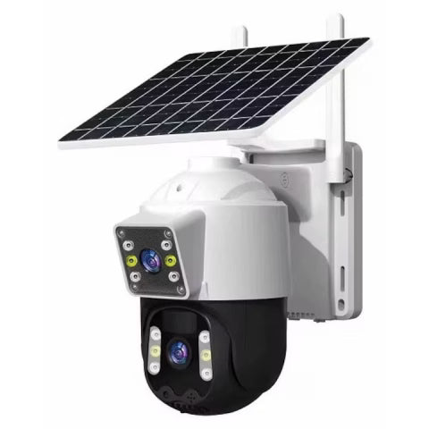 4G Solar PTZ Surveillance Camera 6MP (3MP+3MP) – Dual Lens, Color Night Vision, 355° Rotation & Motion Detection
