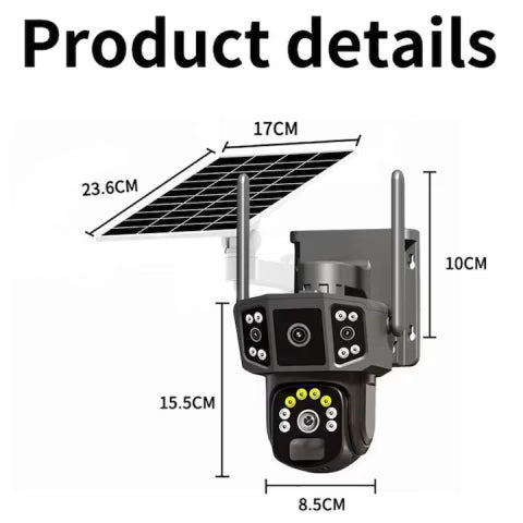 V380 Pro 4G Solar AI Surveillance Camera 12MP 6K Ultra HD – Dual Lens PTZ with Person Tracking, Audio Alarm & Two-Way Audio