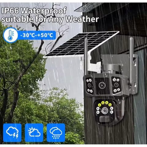 V380 Pro 4G Solar AI Surveillance Camera 12MP 6K Ultra HD – Dual Lens PTZ with Person Tracking, Audio Alarm & Two-Way Audio