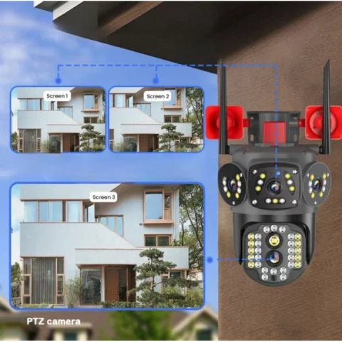 ZY-A4H-L-4G Triple Lens 4K Surveillance Camera – 4G Security Camera with Human Detection, Auto Tracking & Night Vision