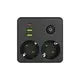 Power Strip with 2 Schuko Sockets, 3 USB Ports, Surge Protection, 2500W, Compact Black Design