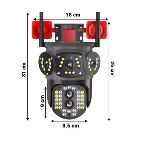 ZY-A4H-L-4G Triple Lens 4K Surveillance Camera – 4G Security Camera with Human Detection, Auto Tracking & Night Vision
