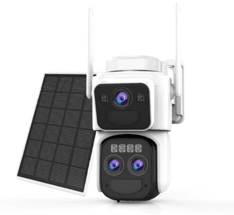6MP 4G Solar Surveillance Camera with Dual Solar Panel – Dual Lens 4K Security Camera, 8X Zoom & Panoramic View