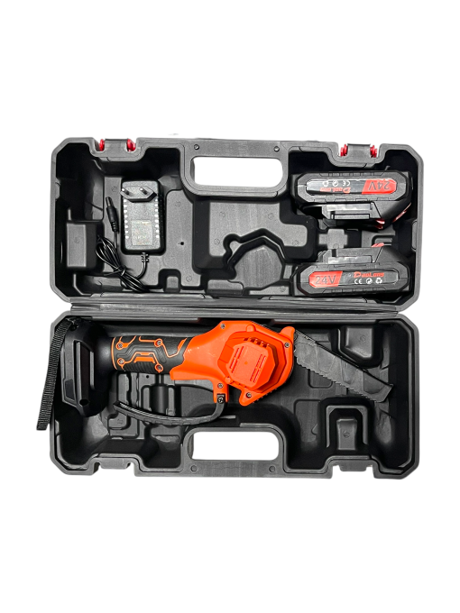 24V Mini Cordless Chainsaw Kit with 6 Inch & 8 Inch Blades, 2 Batteries, 2 Chains Included
