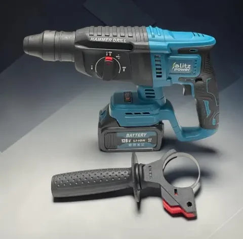Blitz Power Professional 4-in-1 Cordless Tool Set – Drill Driver, Impact Wrench, Angle Grinder & Rotary Hammer, 128V Li-Ion, 4 Batteries