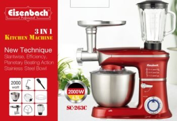 Eisenbach SC-263C 3-in-1 Kitchen Machine – 2000W, 6.5L, Stand Mixer with Blender & Meat Grinder